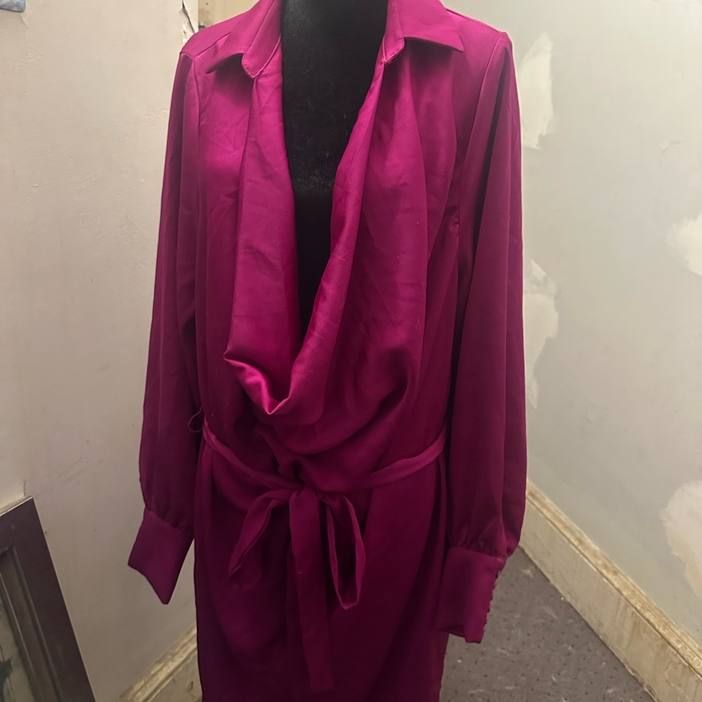 Fashion Nova Magenta Long Sleeved Dress